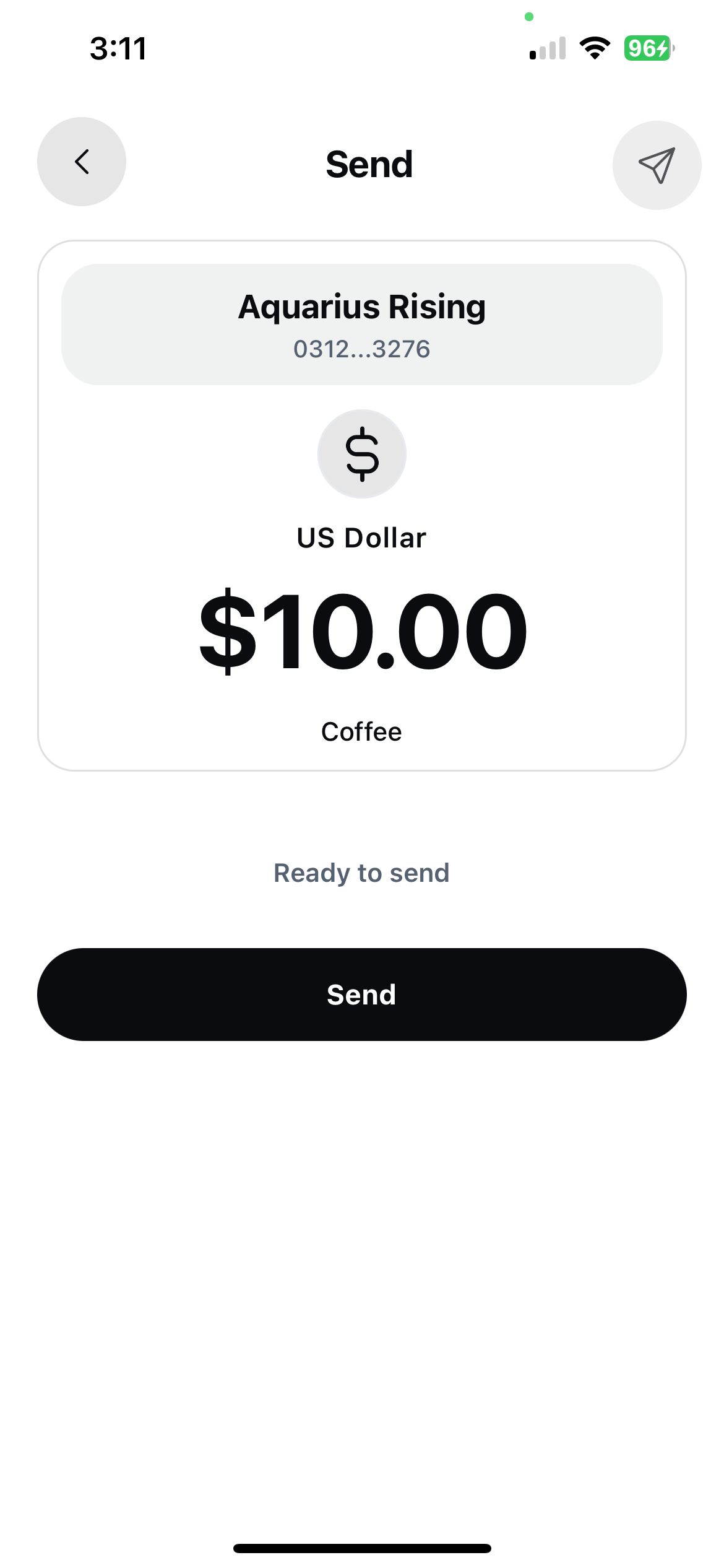 Payment verification screen